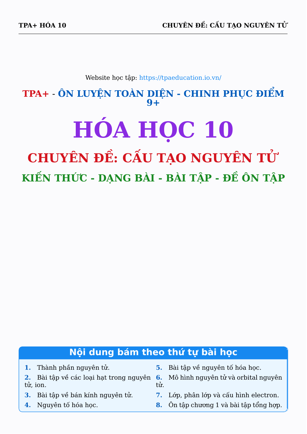 Giáo trình Hóa học 10