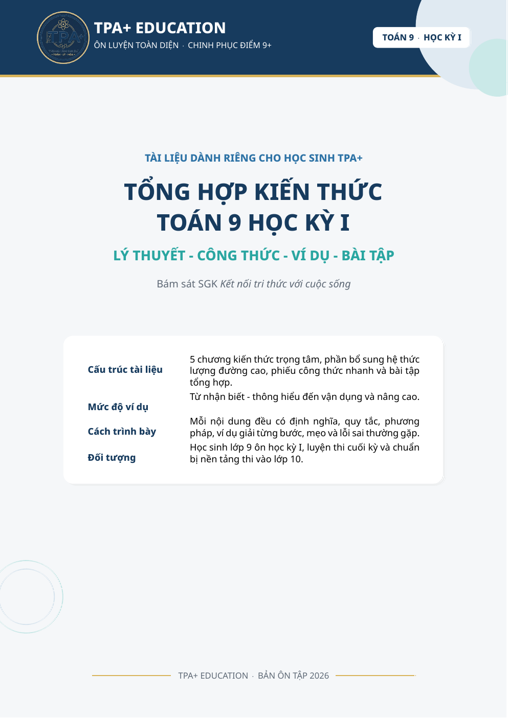 Toán 9 — Tổng hợp kiến thức HK1